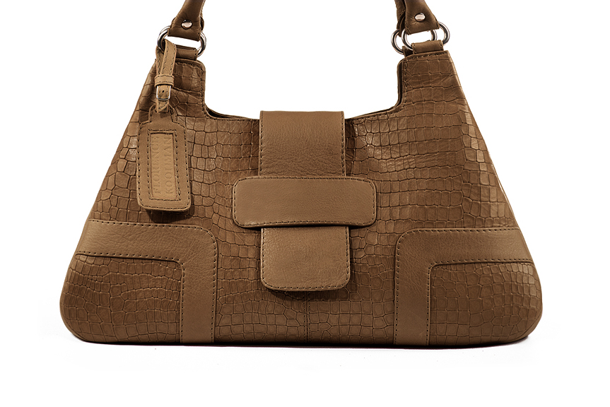 Dress large handbag in caramel brown leather - Profile view